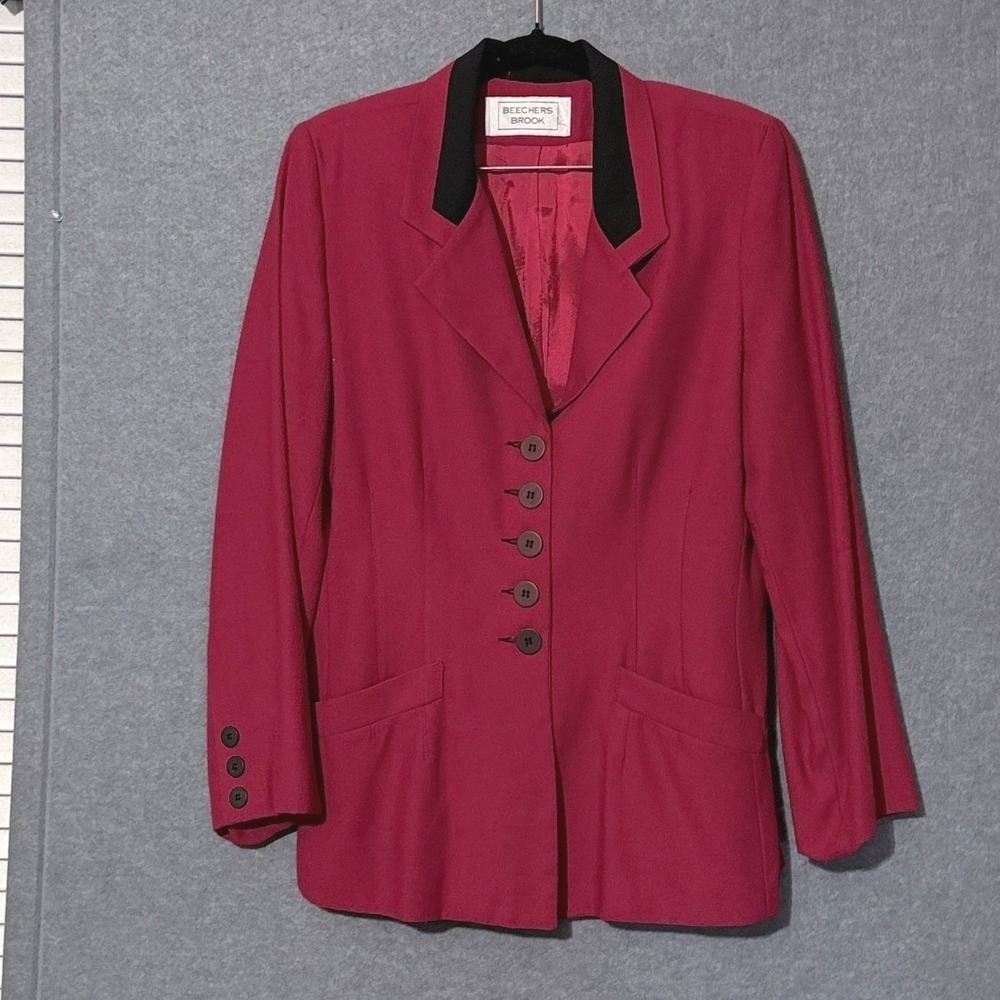 Beechers Brook Blazer L Red Black Collar Dark Americana Vintage Academic Jacket